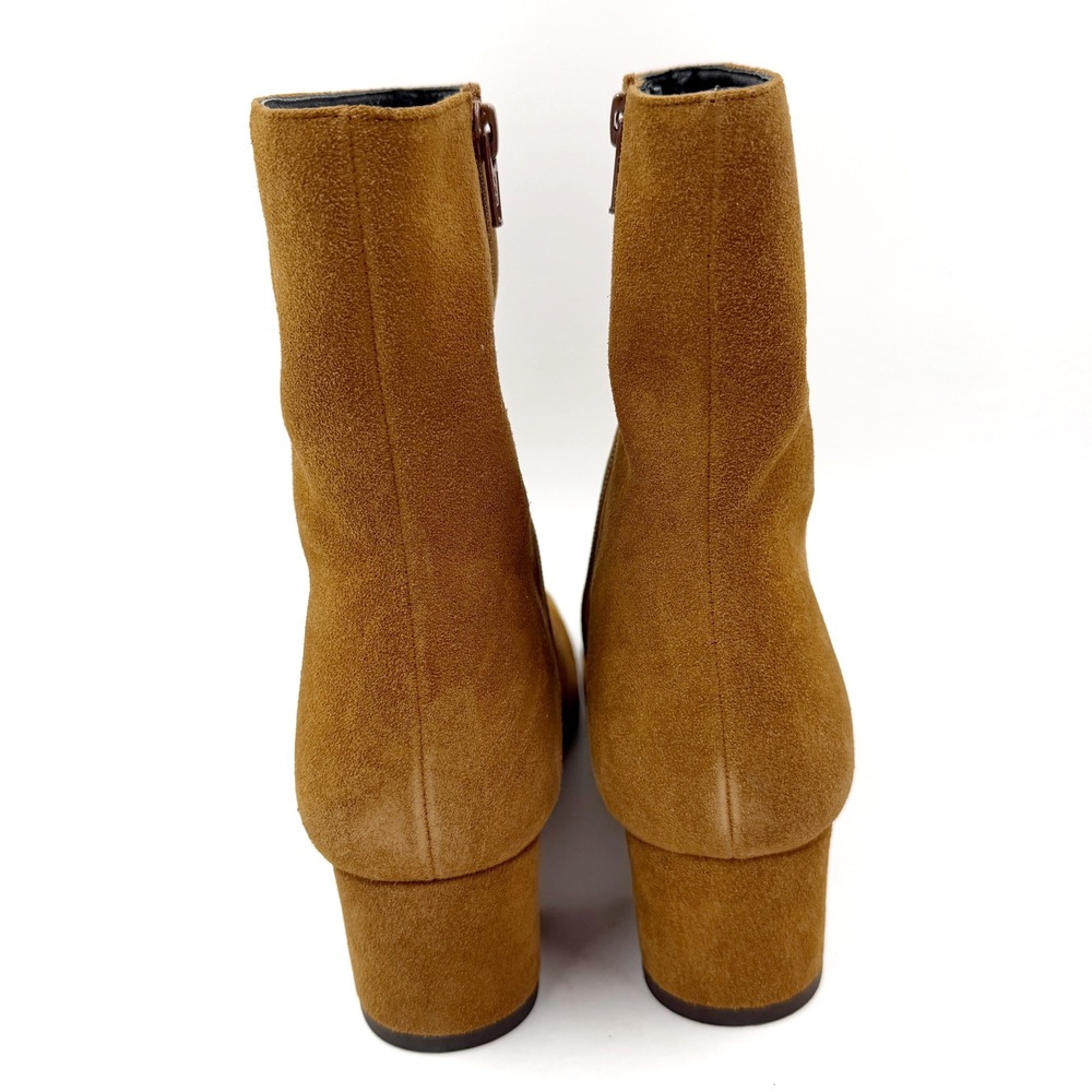 Staud Aimee Short Boot Tan Suede Square Cap Toe Block Heel Women Sz 39.5 / 9.5 - Picture 8 of 11